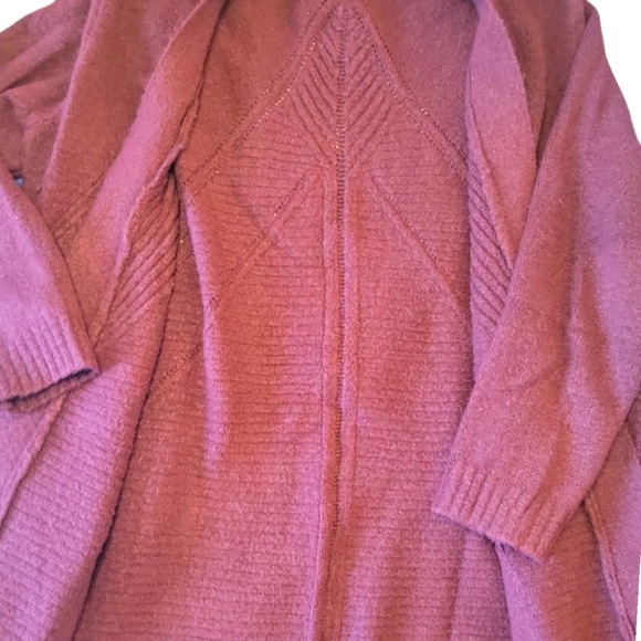 Womens plus 1X Terra & Sky plum autumn color long open front duster cardigan - Picture 6 of 11